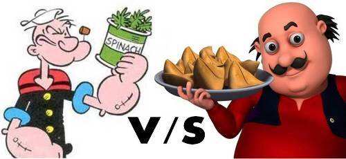 Popeye’s Spinach and Motu’s Samosa | Super Food and Cartoon Characters