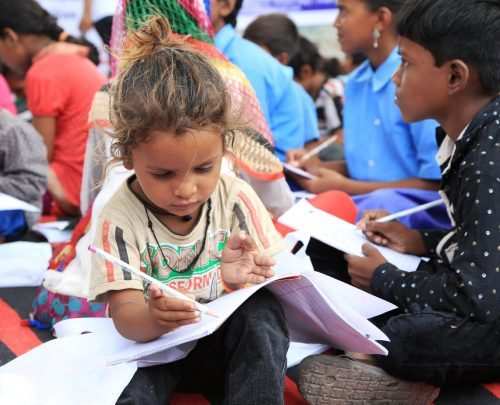 150 slum children of Bedavas in Udaipur demand school