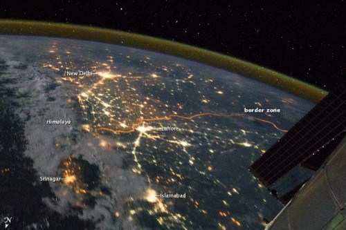 Indo Pak Border Shown Clearly from Space