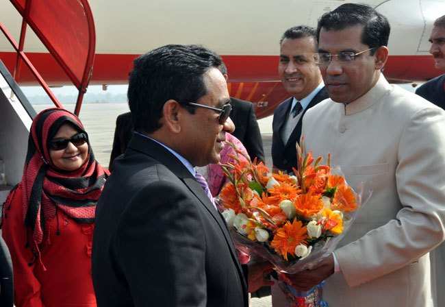 Maldives President Arrives in Udaipur amidst Warm Welcome