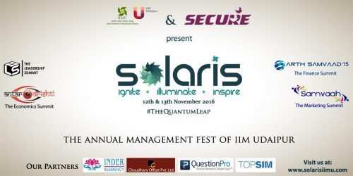 Solaris: The Annual Management Fest of IIM Udaipur on 12,13 Nov