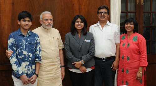 PM Narendra Modi meets Udaipur’s Swimming Star Bhakti Sharma