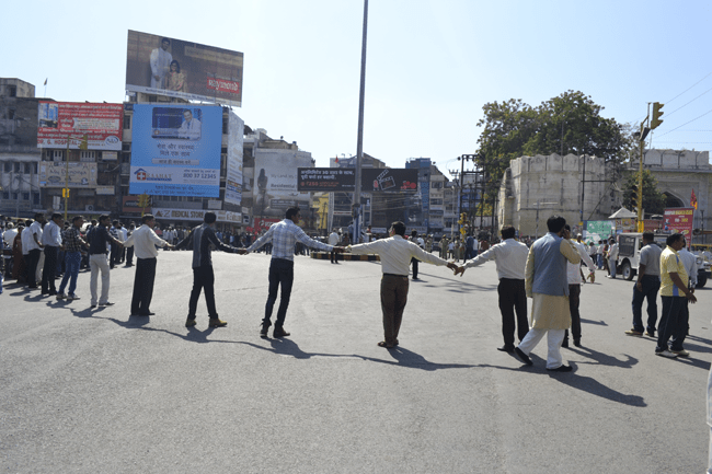 Menaria Supporters Protest against S. K. Jain