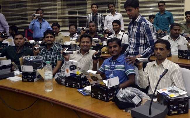 Election officers receive Handy cams