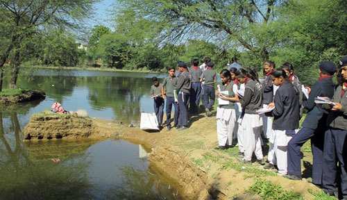 Ecology Study by Students near a Pond