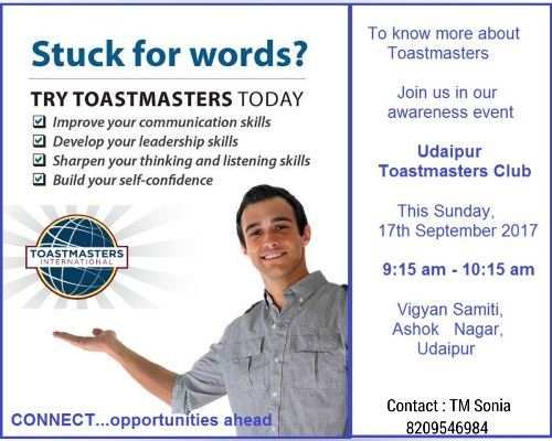 Udaipur Toastmasters Club – Connect for New Opportunities