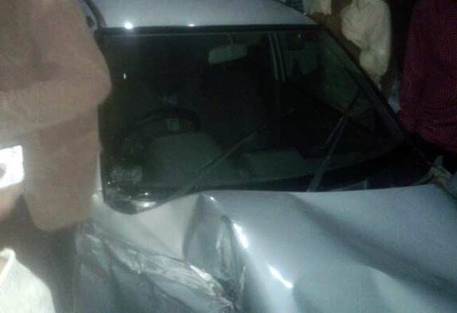 Prof Jaffery unhurt after bus crashes his car