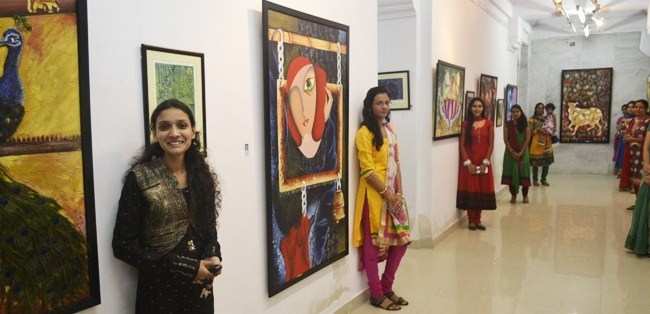 BNPG Girls exhibit art work at Baghore ki Haveli