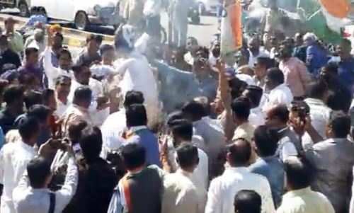 उदयपुर में नोटबंदी के खिलाफ कांग्रेस का विरोध प्रदर्शन