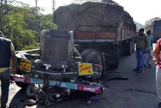 8-year-old child killed as Truck smashes motorbike after colliding with another truck