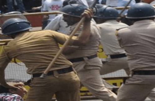 Lathi Charge at Commerce College