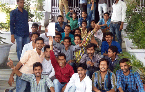 Protest at Science College against increment in Fee Structure