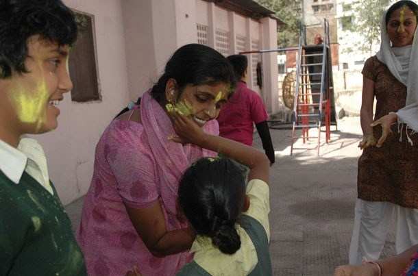 Differently Abled Children at Prayas Enjoyed Holi
