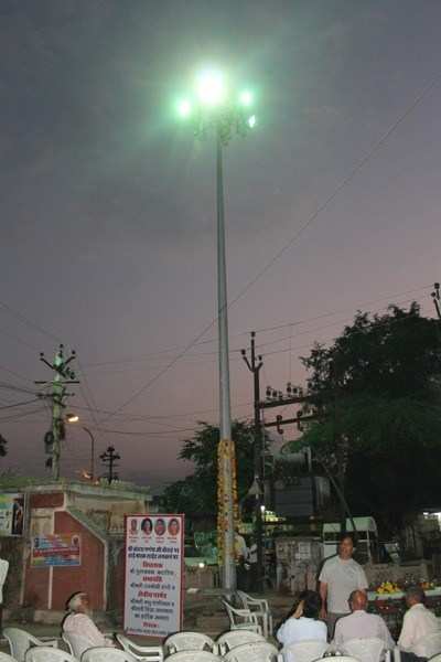 Bohra Ganesh Ji Choraha lit up with High Mast Light