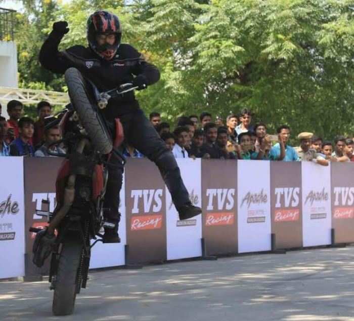 Stunt show by TVS Apache Pro Performance riders