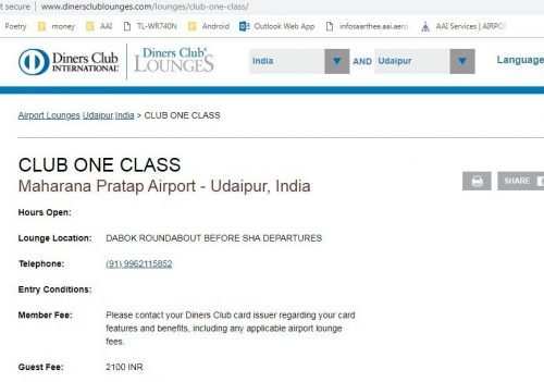 Udaipur Airport issues notice to Diners Club International
