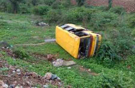 Over speeding tractor hits school bus-3 injured