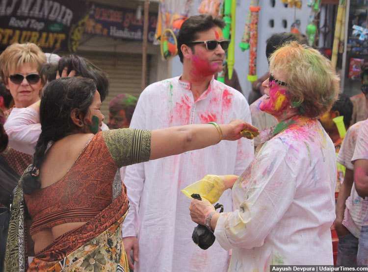 [PHOTOS] Holi in Udaipur, Locals and Foreigners blend into Colors of friendship