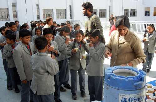 Kadha distribution at Seedling Modern Public School