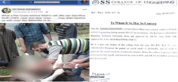 Objectionable Facebook post by Kashmiri student creates uproar in Udaipur