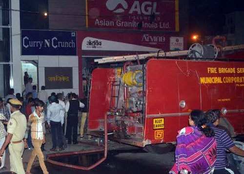 Fire destroys Tiles Showroom at Bhopalpura