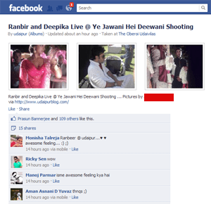 Ranbeer-Deepika shooting pictures leaked on Facebook