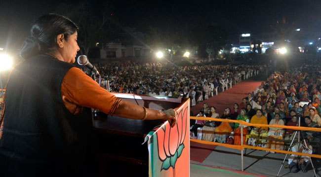 Sushma Swaraj visits Mewar to support BJP Candidates