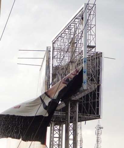 Another Hanging Billboard invites Mishap