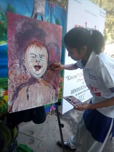 250 children paint “Khushi” in Udaipur