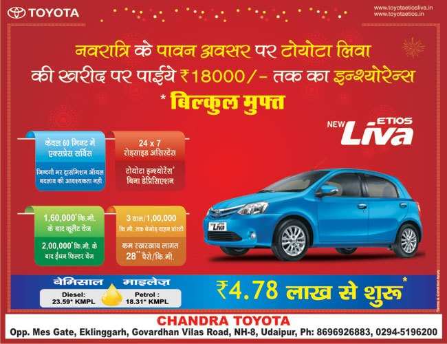Free Insurance on purchase of Toyoto Liva