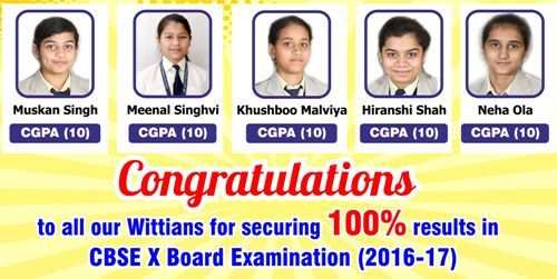 10 CGPA for Wittians in CBS Class Xth 2016-17