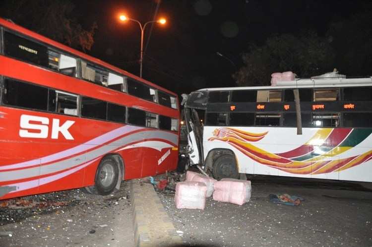 2-Bus Collision at Goverdhan Vilas injures 19 people