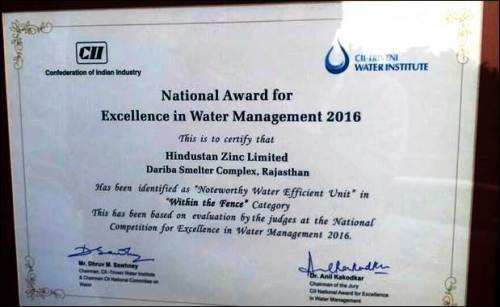 Hindustan Zinc conferred National Award by CII