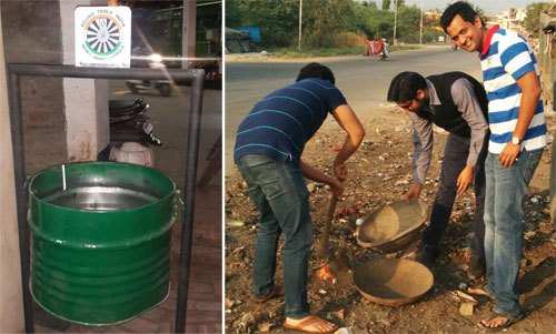 RTI members clear garbage, install dustbins