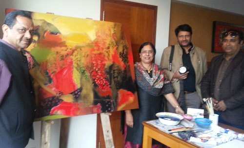 Artists prepare for National Level Exhibition at Hotel Radisson