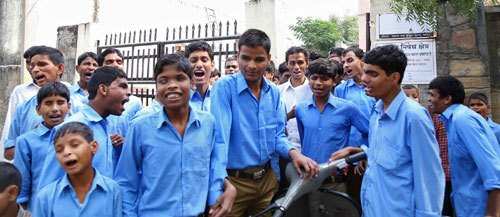 Visually Impaired students protest against Teacher