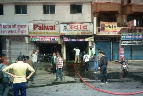 Fire due to cylinder bursting engulfs restaurant at Chetak Circle