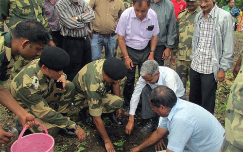 BSF members participate in Tree Plantation drive at Vidya Bhawan