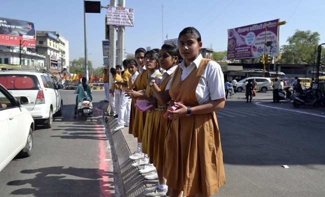 Nav Samvatsar 2071: Students greet locals