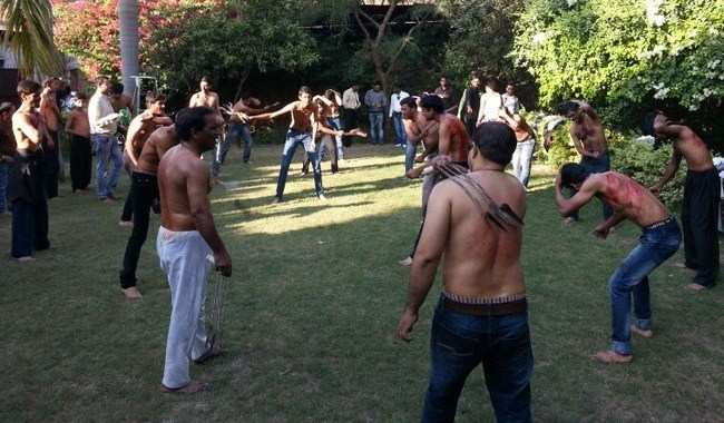 Self Flagellation by Shia Mourners in remembrance of Imam Hussain