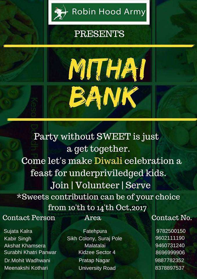 Contribute sweets this Diwali-Robinhood Army