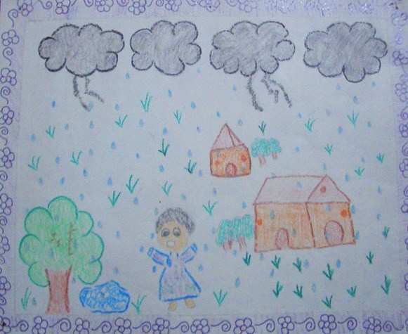Five Best Drawings of Rain by Children of Taiyyebiyah School