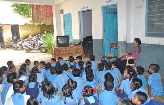 Children receive lesson from PM Narendra Modi