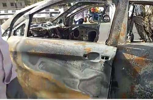 Men get completely charred in car fire