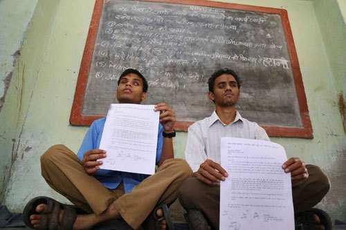 Visually Impaired students protest against Teacher