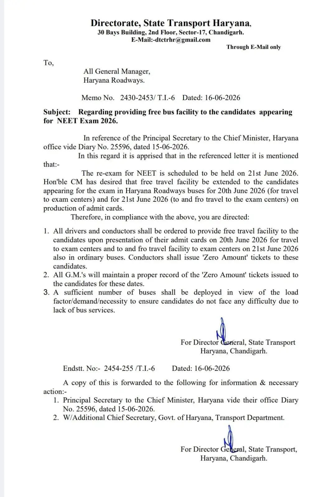 हरियाणा में NEET परीक्षा देने वालों को मिलेगा फ्री सफर, सरकार ने किया बड़ा ऐलान