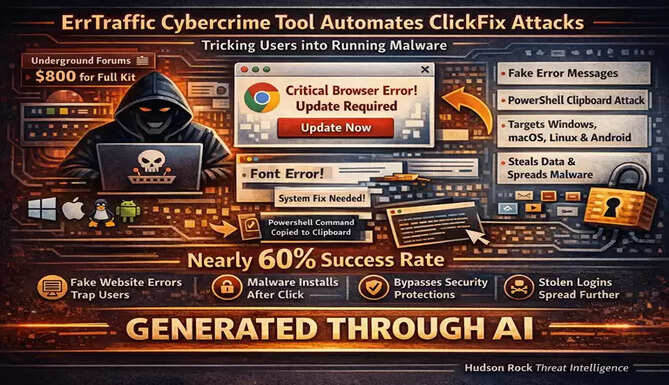 ErrTraffic cybercrime tool using fake browser error messages to launch ClickFix malware attacks | ErrTraffic Tool Powers Fake Error ClickFix Malware Attacks