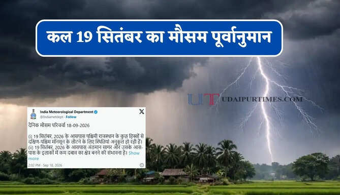 यूपी-राजस्थान समेत 14 राज्यों में भारी बारिश का अलर्ट ! देखें कल का मौसम