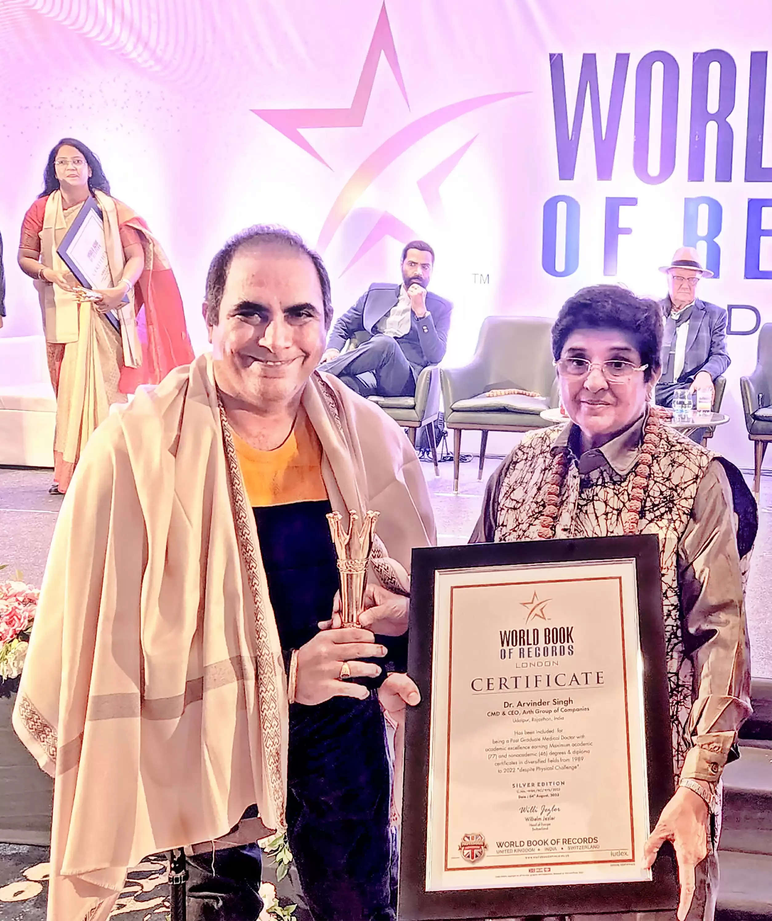 Dr Arvinder Singh World Record in Academic Excellence, Training Institute inf Aesthetic Medicine