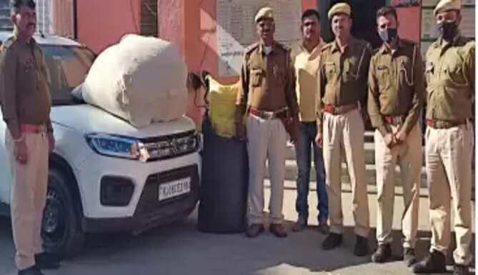 नाकाबंदी के दौरान वाहन समेत अवैध मादक प्रदार्थ बरामद